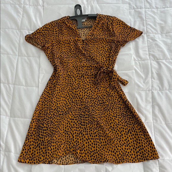 J. Crew Brown and Black Mini Wrap Dress - Picture 4 of 5